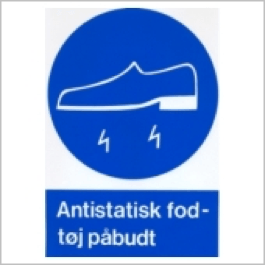 Skiltning Antistatisk fodtøj påbudt