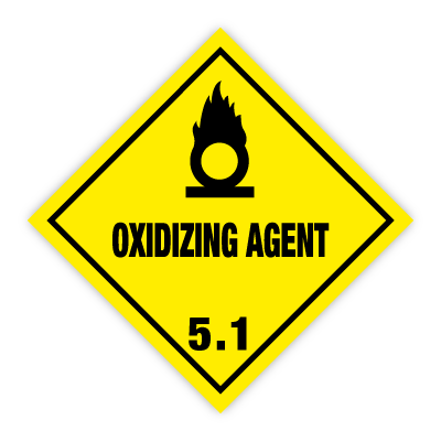 Oxidizing agent kl. 5.1 fareseddel - Selvklæbende vinyl - 250 x 250 mm