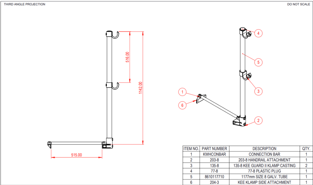 GALV. Single Sided Handrail Module Part No | KeeSafety | Højkvalitet