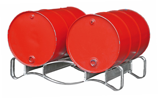 Tromle palle til horisontal opbevaring af 200 liter tromler, galvaniseret stål