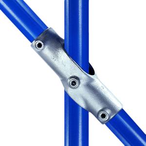 2-vejs justerbart kryds (30°-45°) - fitting 30, 48,3 mm (30-8), Kee Clamp galvaniseret rørfitting.