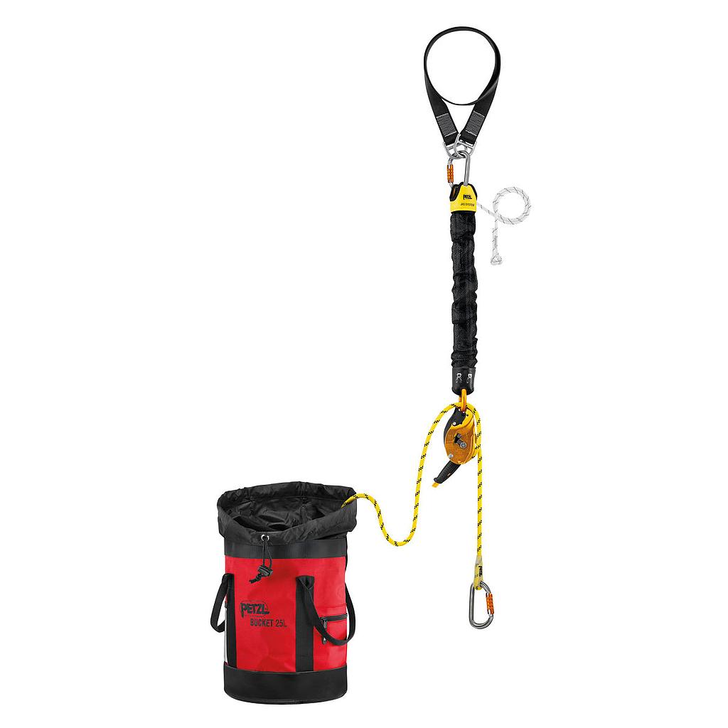 Vendbart redningssæt med JAG SYSTEM træk kit og descender 30 meter, til redning fra tank / brøndhejs