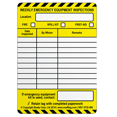 Weekly Emergency Inspection Insert
