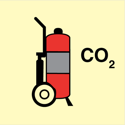 Wheeled fire extinguisher CO2 150 x 150 mm