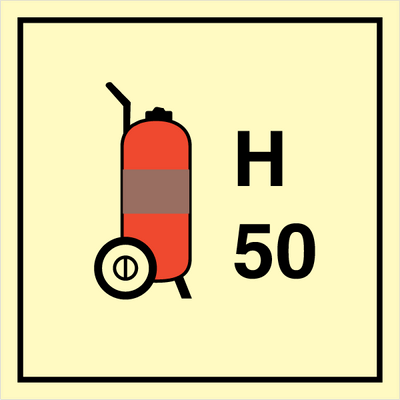 Wheeled fire extinguisher H 50 150 x 150 mm