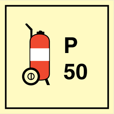 Wheeled fire extinguisher P 50 150 x 150 mm