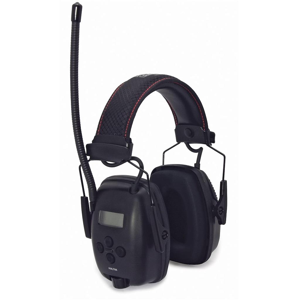 Howard Leight sort ørekop radiohøreværn med digital FM radio ldc DISPLAY, 10 FASTE STATIONER DÆMPER TIL MAX 82 dBA, vægt 370 gram