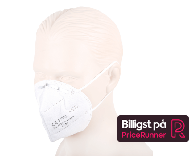 Støvmaske FFP2 / KN95, CE, filtermaske uden ventil, CE EN149:2001 + A1:2009 KN95 godkendt.