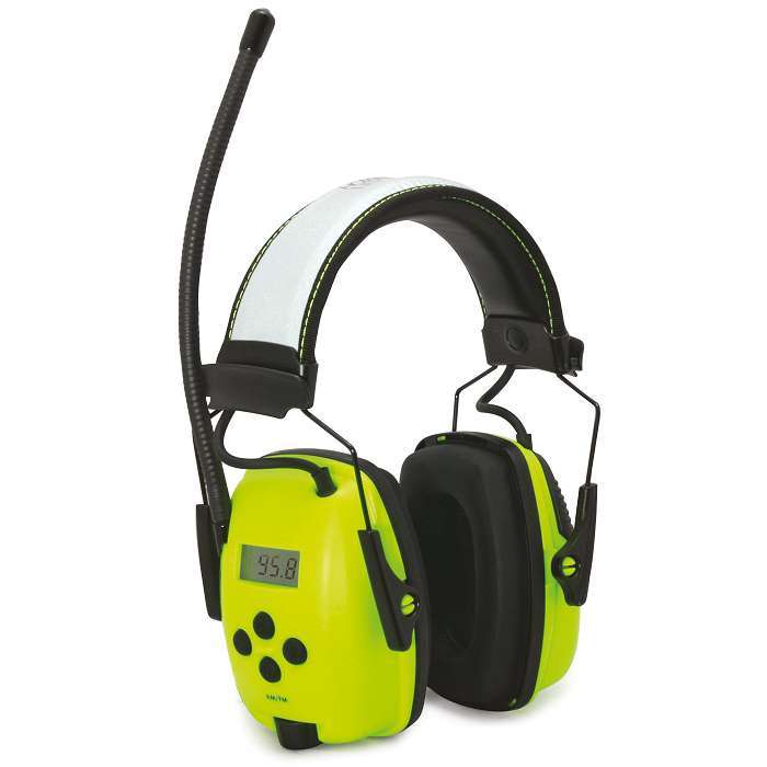 Howard Leight HiViz ørekop radiohøreværn med digital FM radio lydniveausbegrænsning 82 dB, 10 faste kanaler Howard Leight Honeywell 1030332