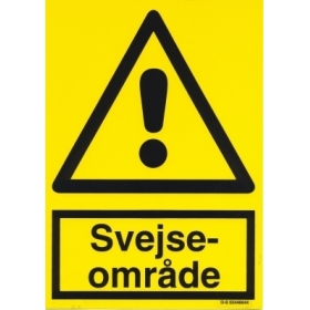 Svejseområde, advarselsskilt, hård plast 297 X 210 mm