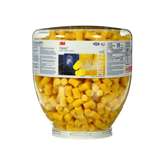 3M E-A-R Classic Ørepropper, refill, beholder, 28 db, 500 pr. pakke, PD-01-001.
