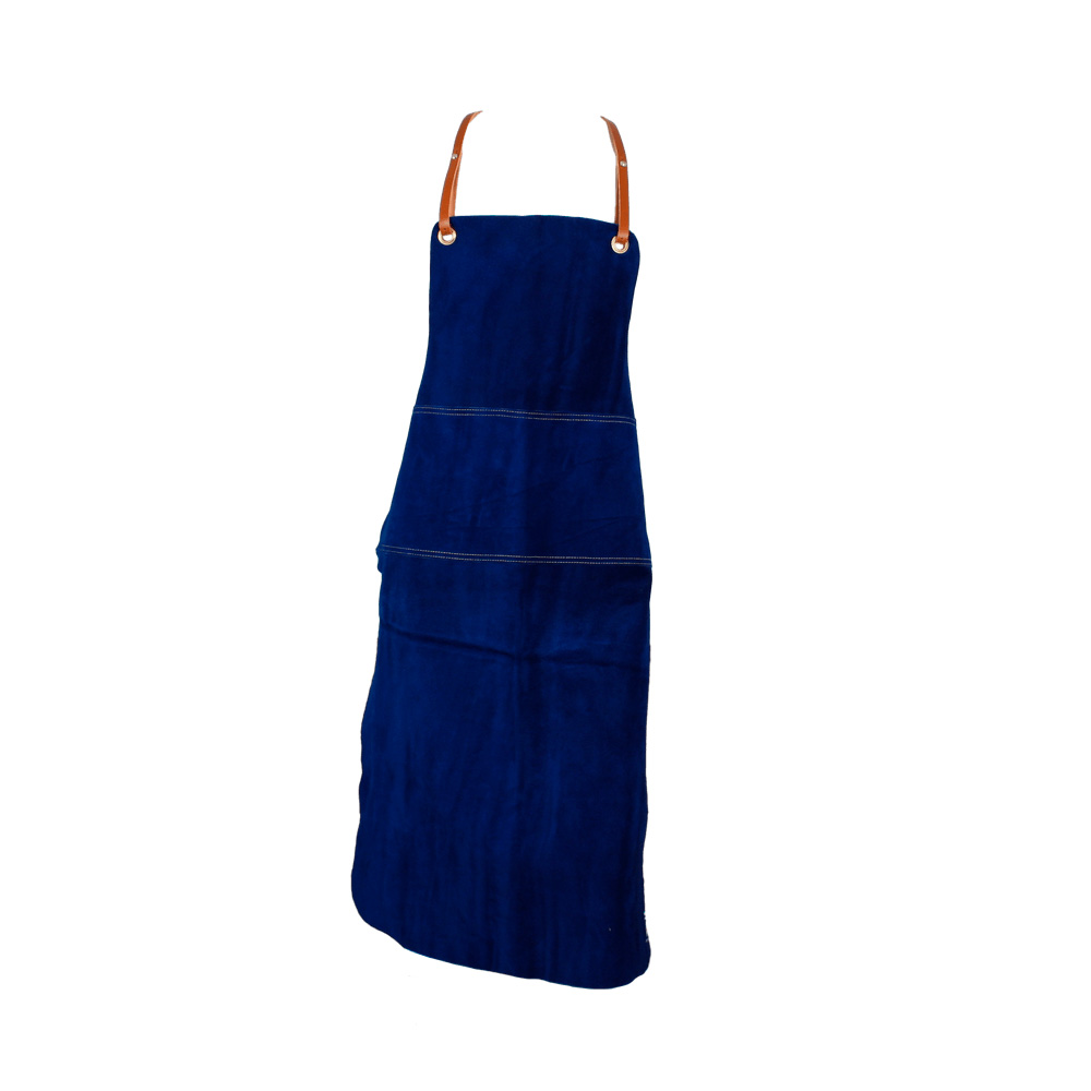 Blue Skinnex kraftig okse spalt Forklæde, b: 65 x l: 100 cm, tykkelse 1,5 mm med forstærkning, bredde 20 cm fedgarvet spalt som tåler varme, leveres u