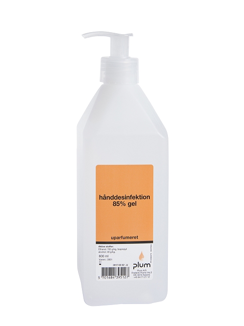 Plum 3951 Desinfector, 85 % gel, Alkoholbaseret hånddesinfikation i gelform 6 IPA, a 600 ml i pumpeflaske