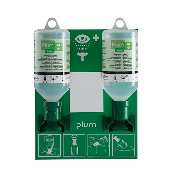 Plum 4694 Plum Væghængt øjenskyllestation med 2 x 500ml flasker nacl