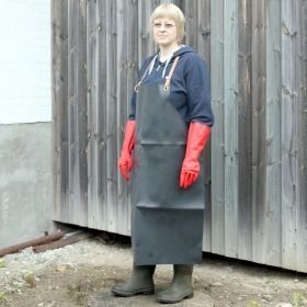 16N-1075 Blue Skinnex Sort Neopren Forklæde til syre olie og sandblæsning, forsynet med 4 sejlringe b:90 x l:110 cm.
