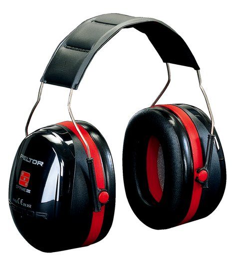 3M PELTOR Optime III Høreværn, 35 dB, sort/rød, hovedbøjle, H540A-411-SV - Peltor sort ørekop, peltor optime III Til brug i ekstremt støjfyldte miljøe