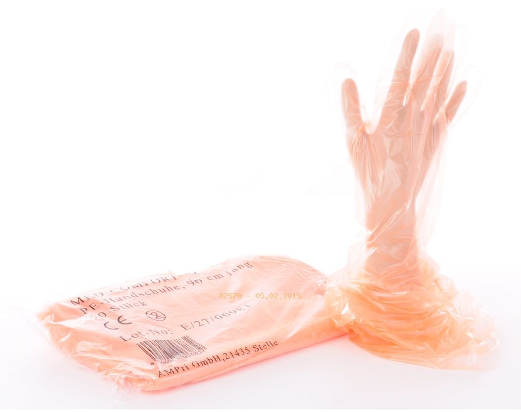 Lang kvalitet Veterinærhandske, PE, orange, længde 90 cm Onesize