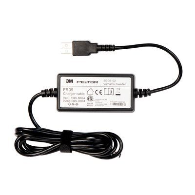 3M PELTOR USB opladerkabel, FR09 - 3M PELTOR Batterioplader med USB, FR09.