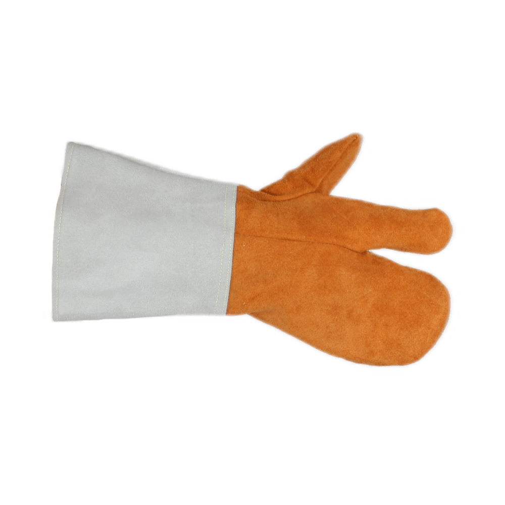 Kraftig 3-fingret varmefast oksespalt svejsehandske med manchet, syet med kevlar tråd længde 360 mm 13-ANTD