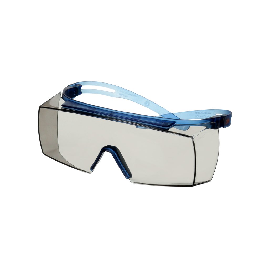 3M&trade; SecureFit&trade; 3700 Overbrille, blå brillestang, Scotchgard&trade; anti-dug (K&N), Indoor/Outdoor lysegrå linse, SF3707SGAF-BLU-EU