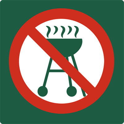 Naturstyrelsenskilt Grill forbudt Lakeret Aluminium 100 x 100 mm NSF06