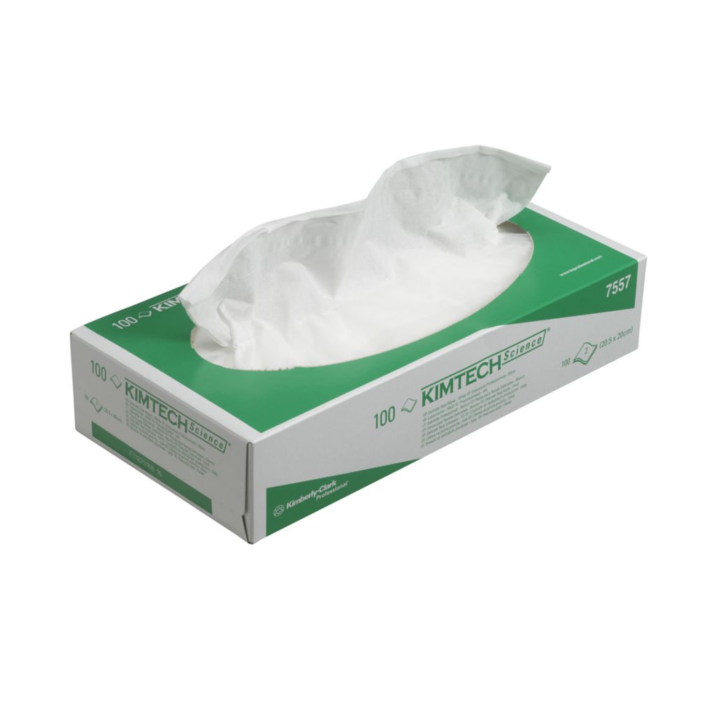 Wipes Kimtech Science 7557 Servietter til sarte emner, 2 lags præcisionsservietter, 100% rene fiber, 210 x 205 mm ISO Klasse 4,æske a 100 stk. Kimberl