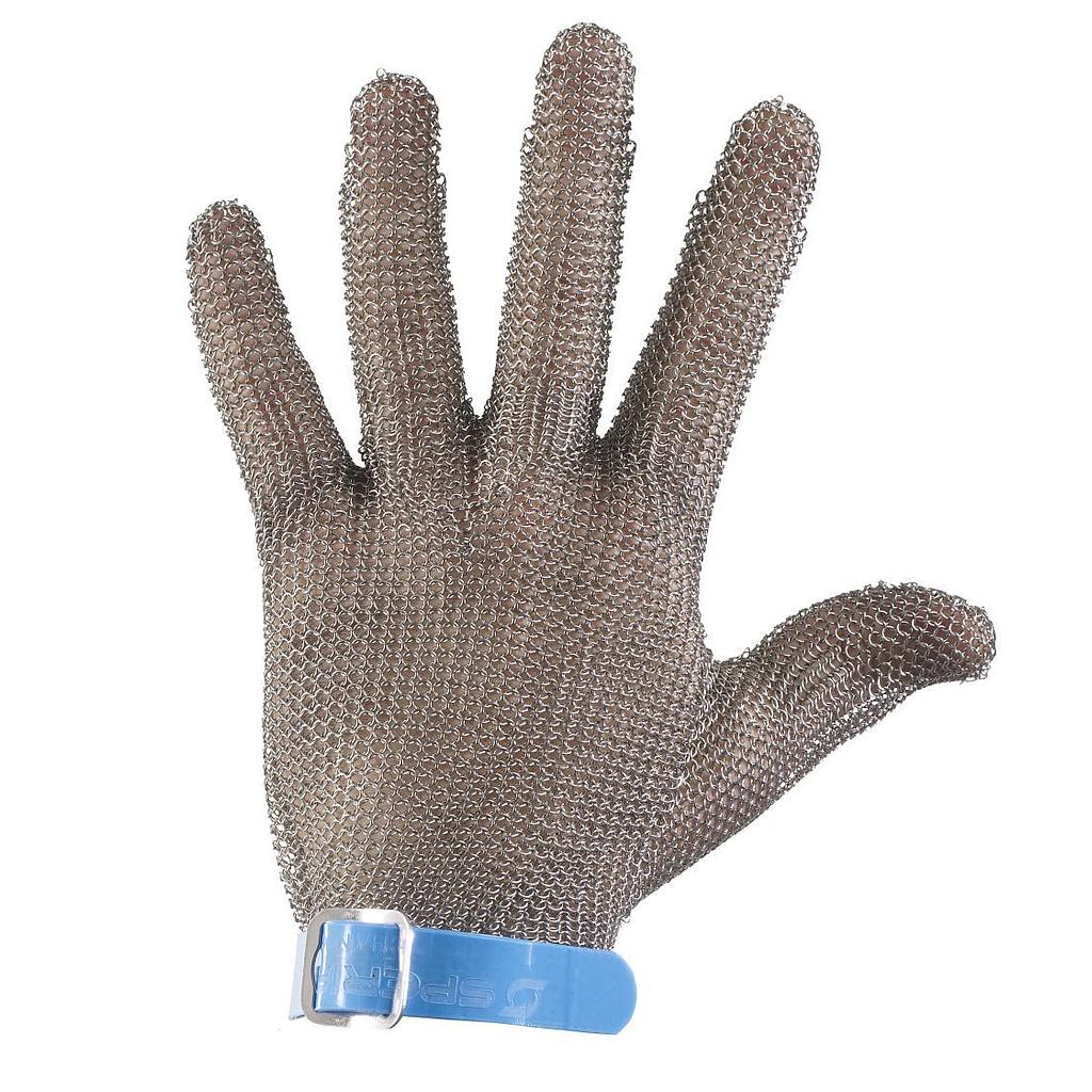 Chainex, 2500004R0302, Str L ( 4R ) Blå skærefast brynjehandske i rustfrit stål, længde 257 mm vægt 185 gram