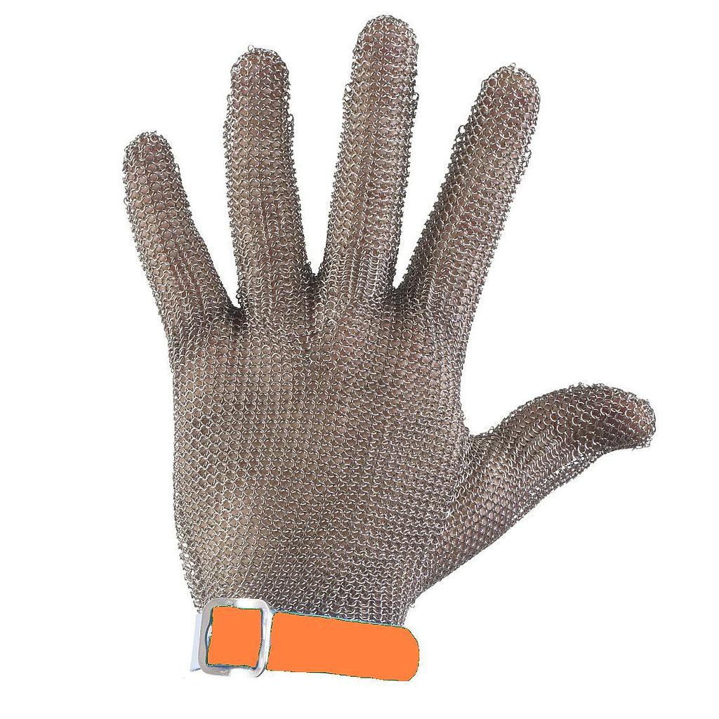 Chainex, 2500005R0302 Str XL (5R) Orange skærefast brynjehandske i rustfrit stål, længde 270 mm vægt 195 gram. orange manchet