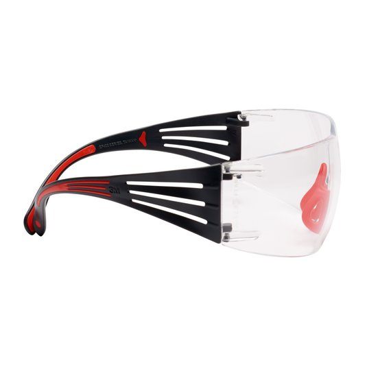 3M SecureFit 400 beskyttelsesbriller, rødt/gråt stel, Scotchgard anti-dug, klar linse, SF401SGAF-RED EU.