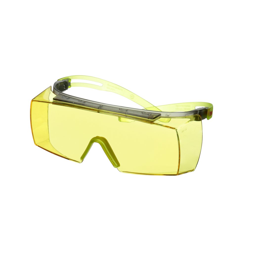 3M&trade; SecureFit&trade; 3700 Overbrille, grøn brillestang, Scotchgard&trade; anti-dug (K&N), gul linse, SF3703SGAF-GRN-EU