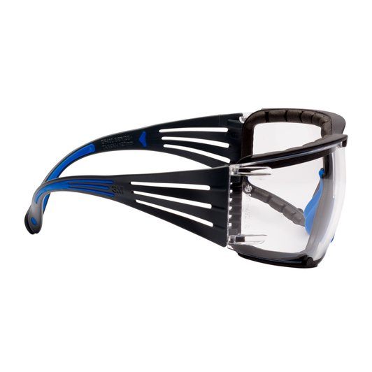 3M SecureFit 400 Beskyttelsesbrille, blå/grå stænger, Foam, Scotchgard Anti-dug, klar linse, SF401SGAF-BLU-F EU.
