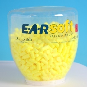 3M E-A-Rsoft Gule Neon Ørepropper, refill, beholder, 36 dB, PD-01-002 - 3M E-A-Rsoft Gule Neon Ørepropper, refill, beholder, med 500 par dæmper 36 dB,