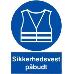 Sikkerhedsvest påbudt, påbudsskilte, hård plast 297 x 210 mm