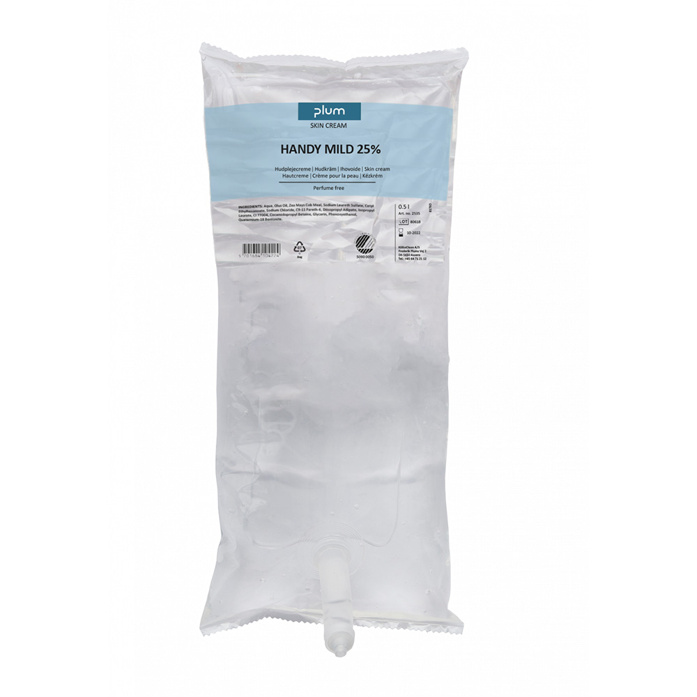Plum Handy Mild 25% 2535 genopbyggende creme u/parfume, 0,5 L til dispenser