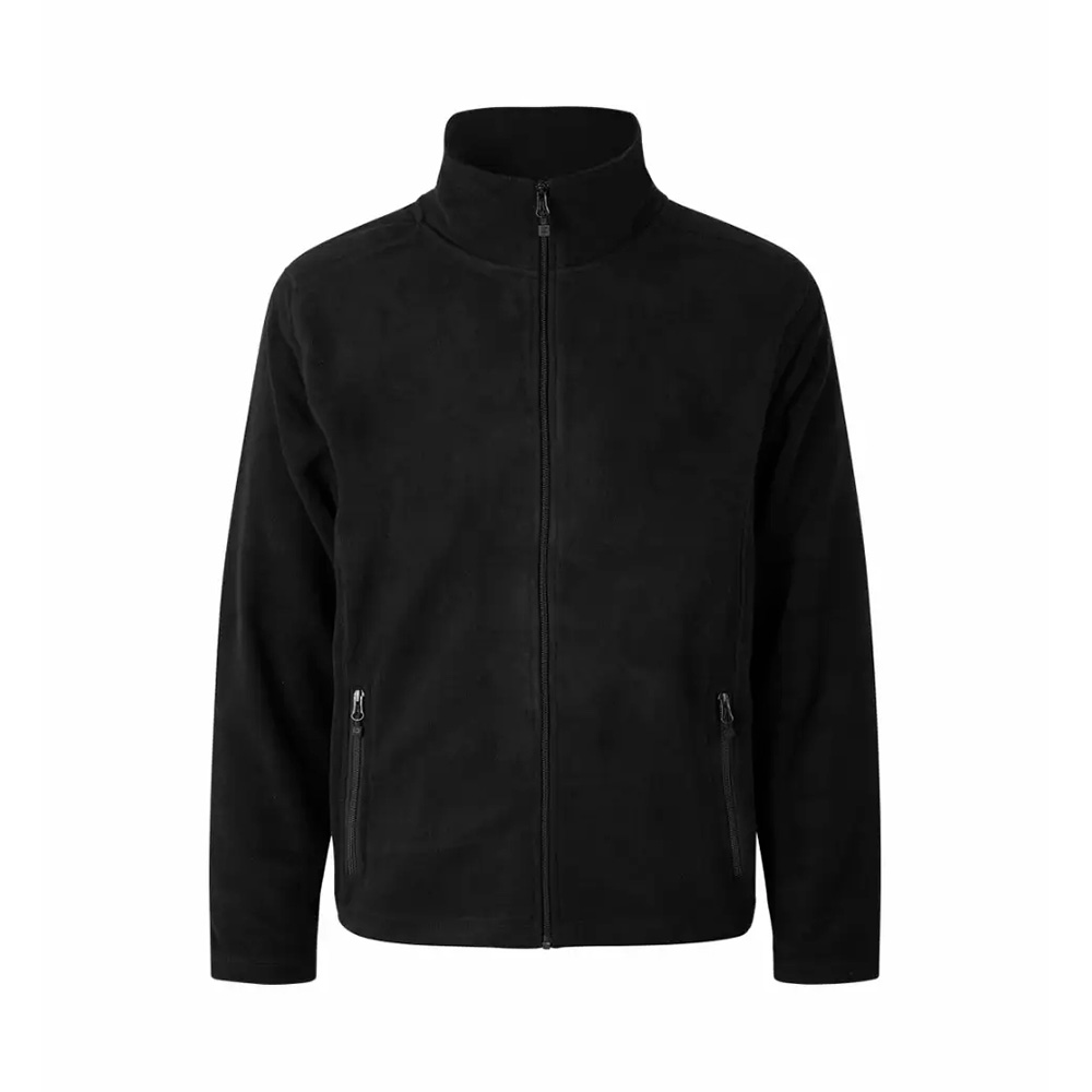 Herre microfleece cardigan, slidstærk og blød kvalitet, regular fit 7 forskellige farver Sort, Large