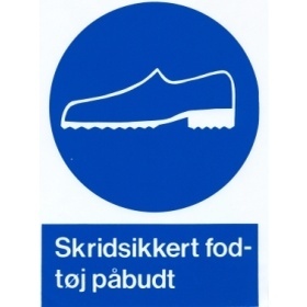 Skridsikkert fodtøj, påbudsskilte, hård plast 297 x 210 mm