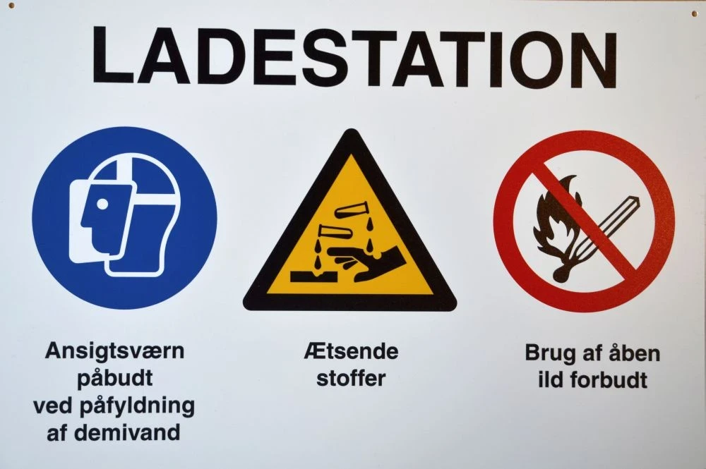 Ladestation, kombiskilt, hård plast, A3 297 x 420 mm