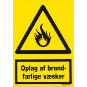 Oplag af Brandfarlig væske, advarselsskilt, selvklæbende folie 297-210 mm