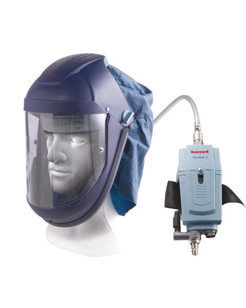 DAC DMAK 0023E AIRVISOR CHEMICAL komplet kit med acetat visir hætte + visirbeskyttelse regulator bælte og luftslange Honeywell 1765062