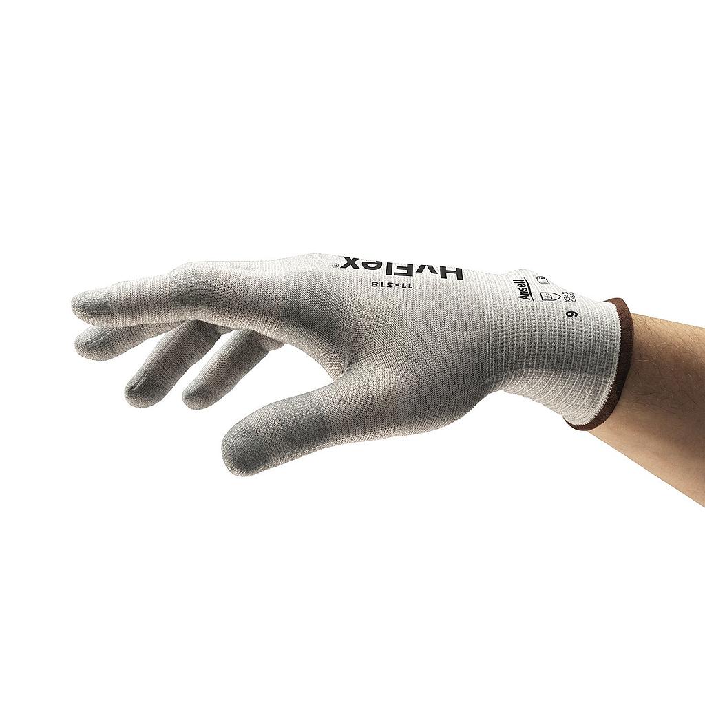 Ansell HyFlex 11-318, skærefast /snitbestandig monteringshandske i Dyneema Spandex, velegnet som inderhandske cut B, længde 208 til 254 mm 9 - L