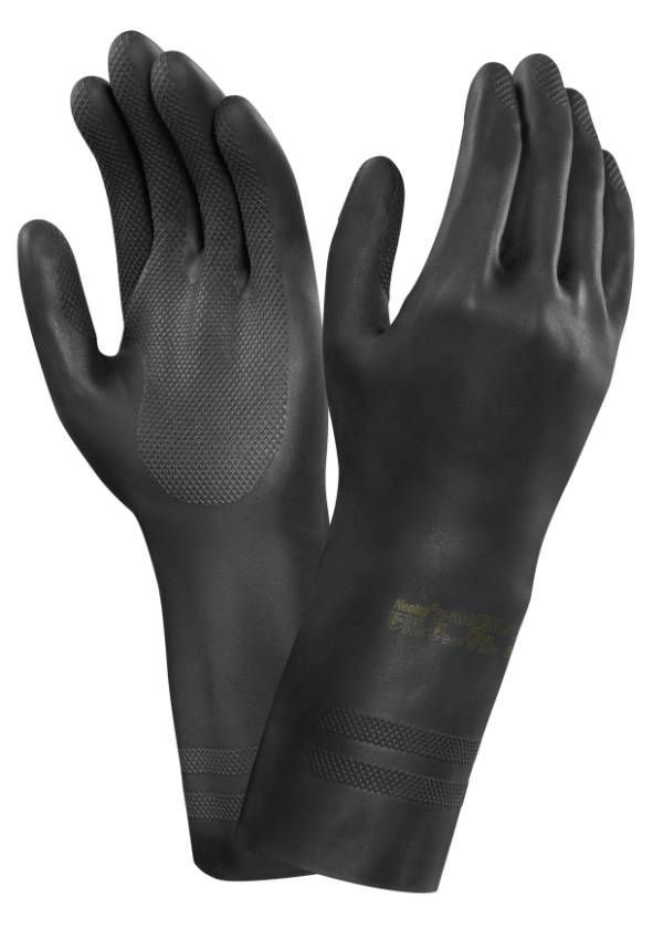 Ansell AlphaTec 29-500 Sort kemikaliehandske i neopren, med velourisering Længde 300 mm tykkelse 0,75 mm 11 - XXL