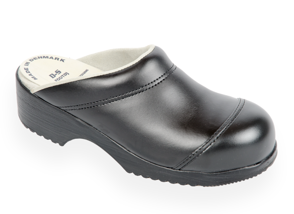 451-01 Sort D-S Flex sikkerhedstøffel slippers med påmonteret gummi næsebeskytter for slitage 483S 36