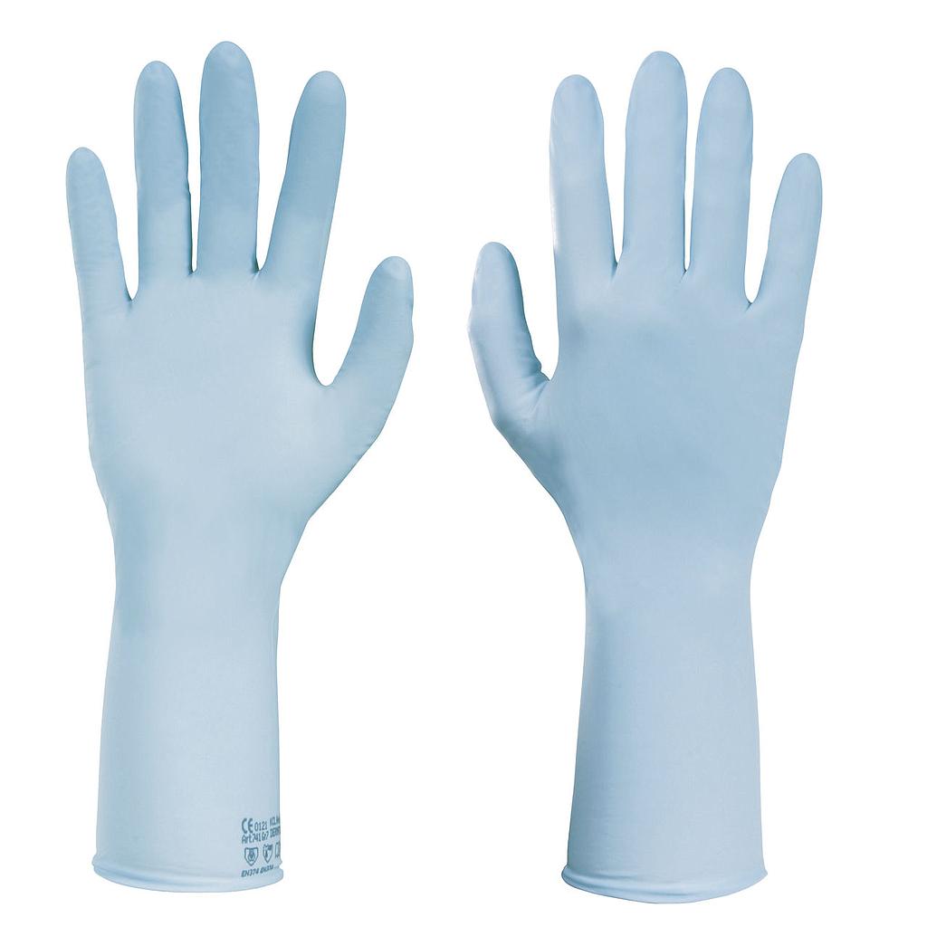 Dermatril 741 Blå chloreret nitril engangshandsker uden pudder, Længde 280 mm tykkelse 0,11 mm AQL 0,65 7 - S