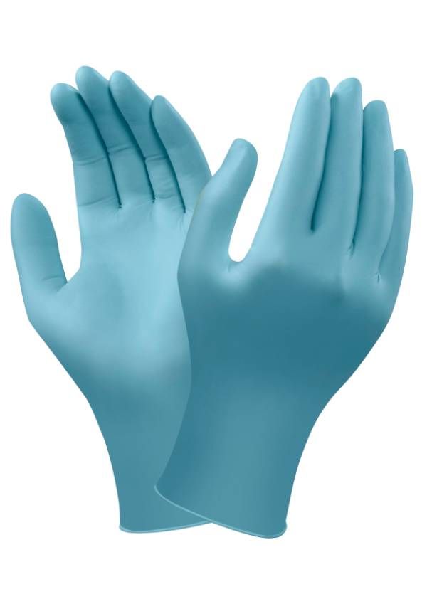 Ansell TouchNTuff 92-670 Blå pudderfri Nitril NBR engangshandsker, med ru greb i fingerspidserne, længde 240 mm tykkelse 0,10 mm AQL 1,5 8.5-9 (L)