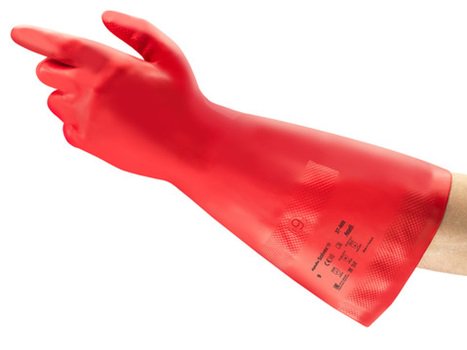 Ansell AlphaTec SolVex Plus Premium 37-900 bredspektret Rød nitril kemikaliehandske, med gribemønster længde 380 mm tykkelse 0,42mm AQL 0,65 Antistati