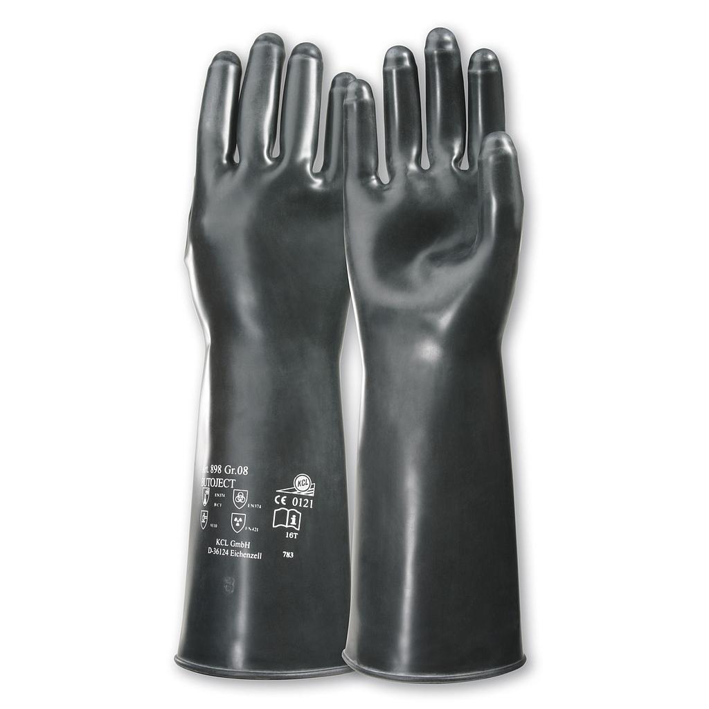 KCL Butoject 898 Special Kemikaliehandske i Butyl til bl.a. estere og ketoner. Længde 350 mm og tykkelse 0,7 mm AQL 0,65. EN374-5 EN374-1BCIKLM EN388-