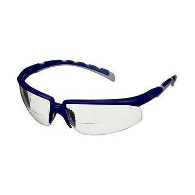 3M&trade; Solus&trade; 2000 beskyttelsesbriller, blå/grå brillestænger, anti-dug/anti-ridse, klar linse med læsefelt +1,5, S2015AF-BLU