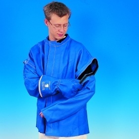 Blue Skinnex Premium oksespalt jakke med aftagelige ærmer S-XXL Medium