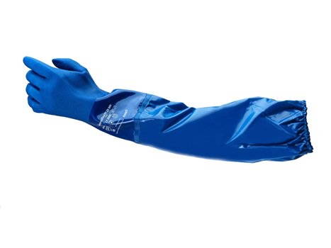Ansell 23-201 Lang blå industrihandske længde 620 mm, AQL 1,5 PVC på bomuldsfor Dyppet ru overflade 10 - XL