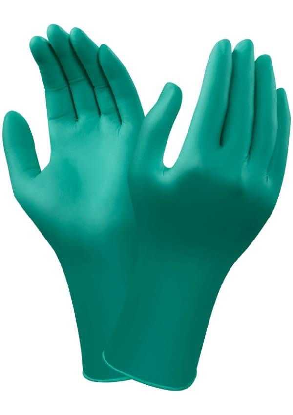 Ansell TouchNTuff 92-605 Lang pudderfri engangshandsker i nitril, ingen proteiner er testet overfor type 1- allergier Længde 300 mm tykkelse 0,12 mm A